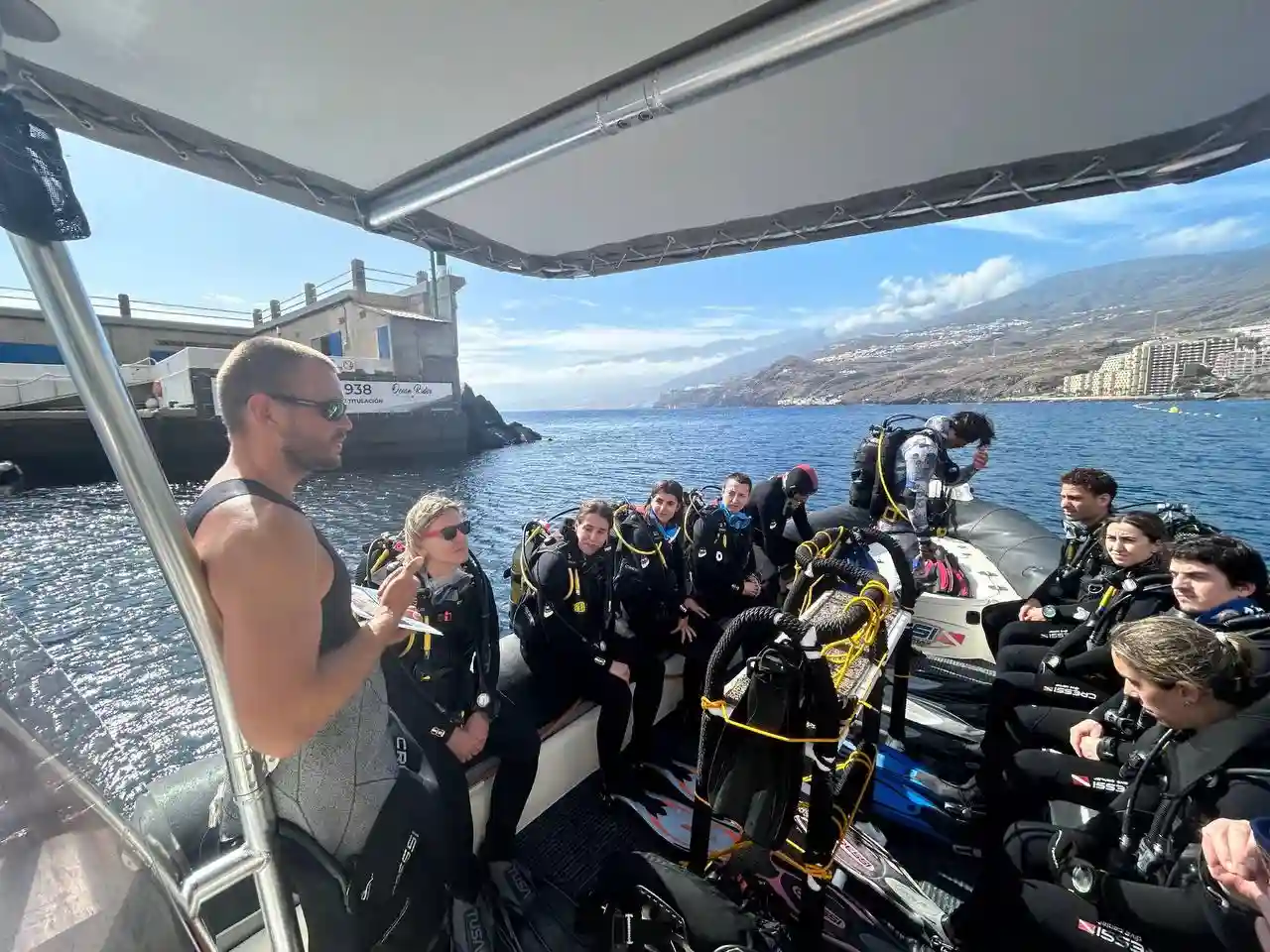 Deep Ocean Diver Instructor Marco Ferrari giving a speech.